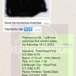 REAL FIXED MATCH WATSAPP TICKET